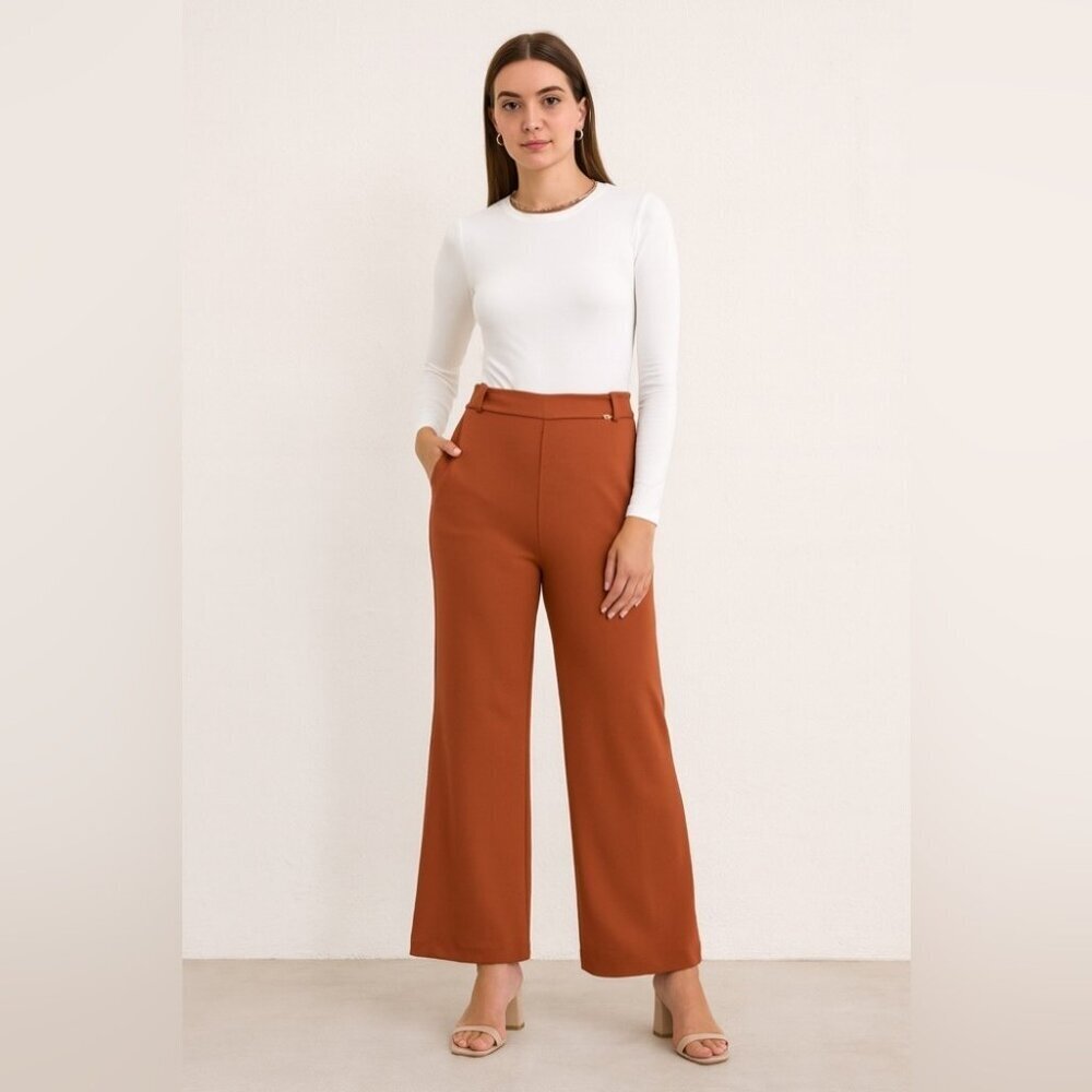 Mara’s Collection Rust Orange Pants Sleek Straight Leg Workwear Size Medium